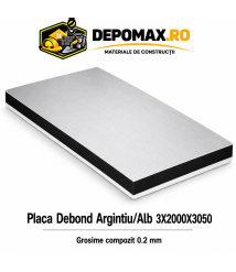 Placa BOND argintiu/alb 3mm, 2000x3050mm, aluminiu 0.2mm